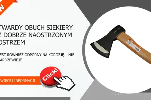 Solidna część siekiery z ostrym, odpornym na korozję ostrzem. Idealna do prac w drewnie.
