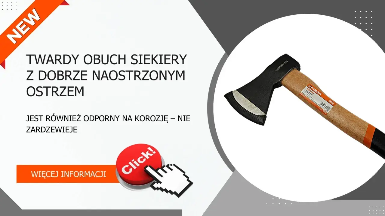 Solidna część siekiery z ostrym, odpornym na korozję ostrzem. Idealna do prac w drewnie.