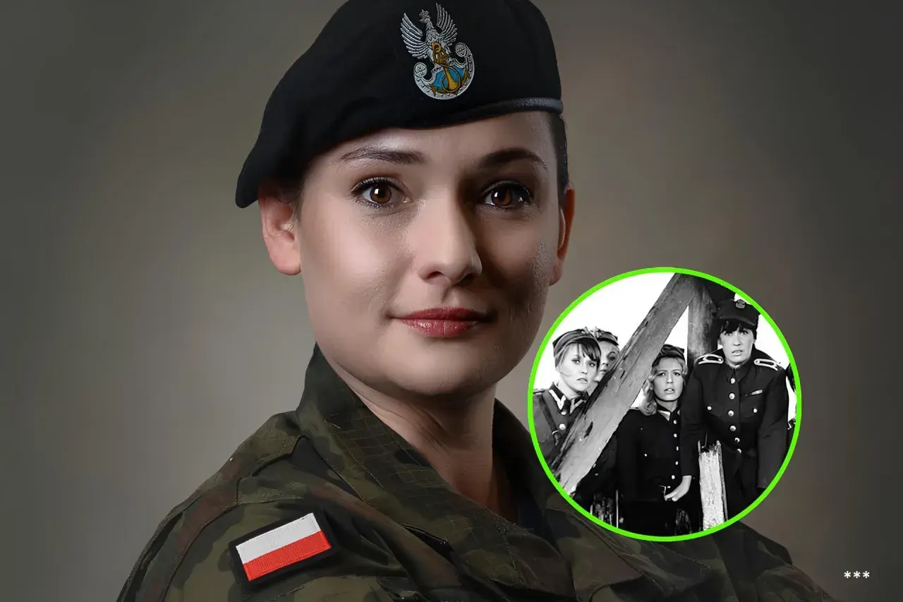 Kobieta w mundurze wojskowym z orłem na beretce, obok w kółku czarno-białe zdjęcie czterech kobiet w wojskowych strojach. Dwie gwiazdki w wojsku, przeszłość i teraźniejszość.