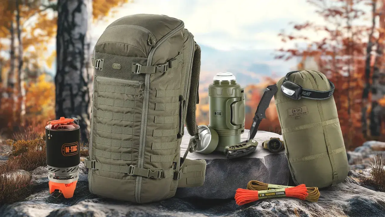 Plecak, kuchenka, termos, nóż, zegarek i śpiwór - wszystko, czego potrzebujesz na wyprawę. Outdoor to przygoda!